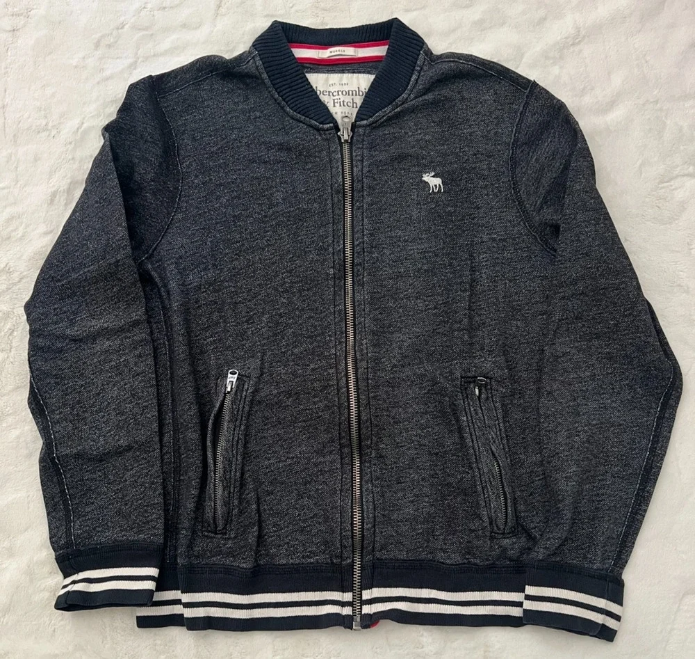 Abercrombie & Fitch Mens Muscle Full Zip Track Jacket Gray Size Medium